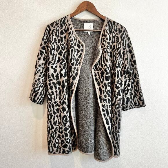 Joie 'Berit' Print Open Front Wool Blend Cardigan Small Boho Chic Layering Basic - Picture 1 of 8